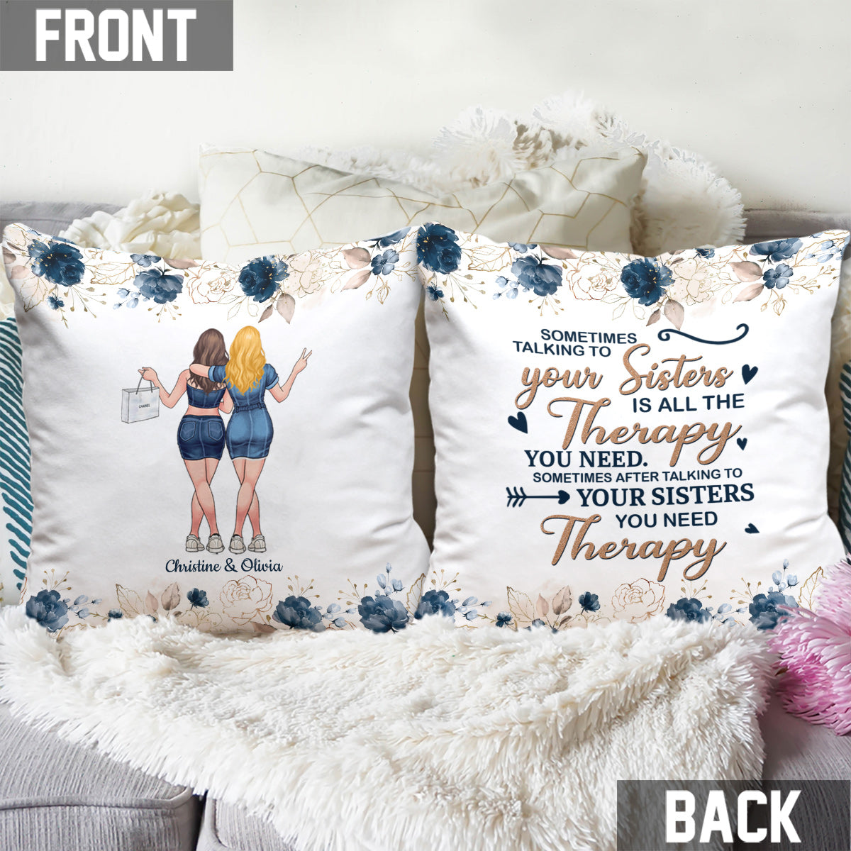 Talking To Your Sister - Personalized Bestie Throw Pillow