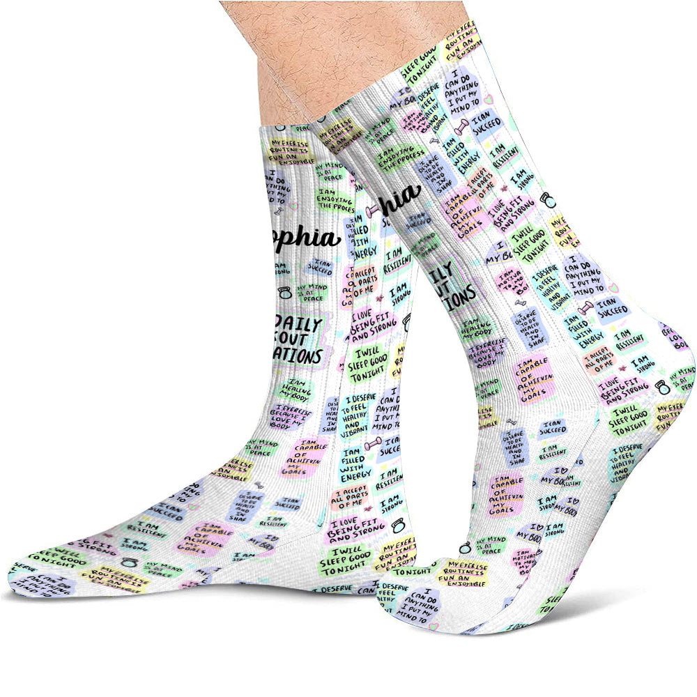 My Daily Workout Affirmations - Personalized Fitness Socks