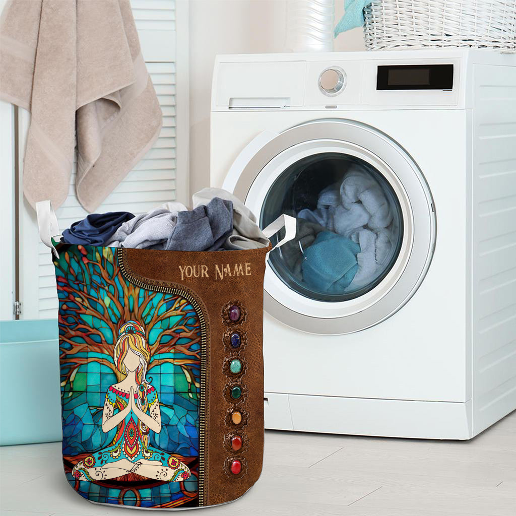 Namaste Green - Personalized Yoga Laundry Basket