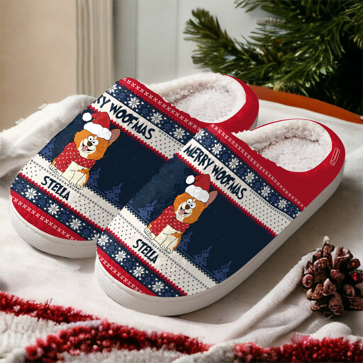 Discover Meowy Christmas Merry Woofmas - Gift for dog lovers, cat lover - Personalized Slippers
