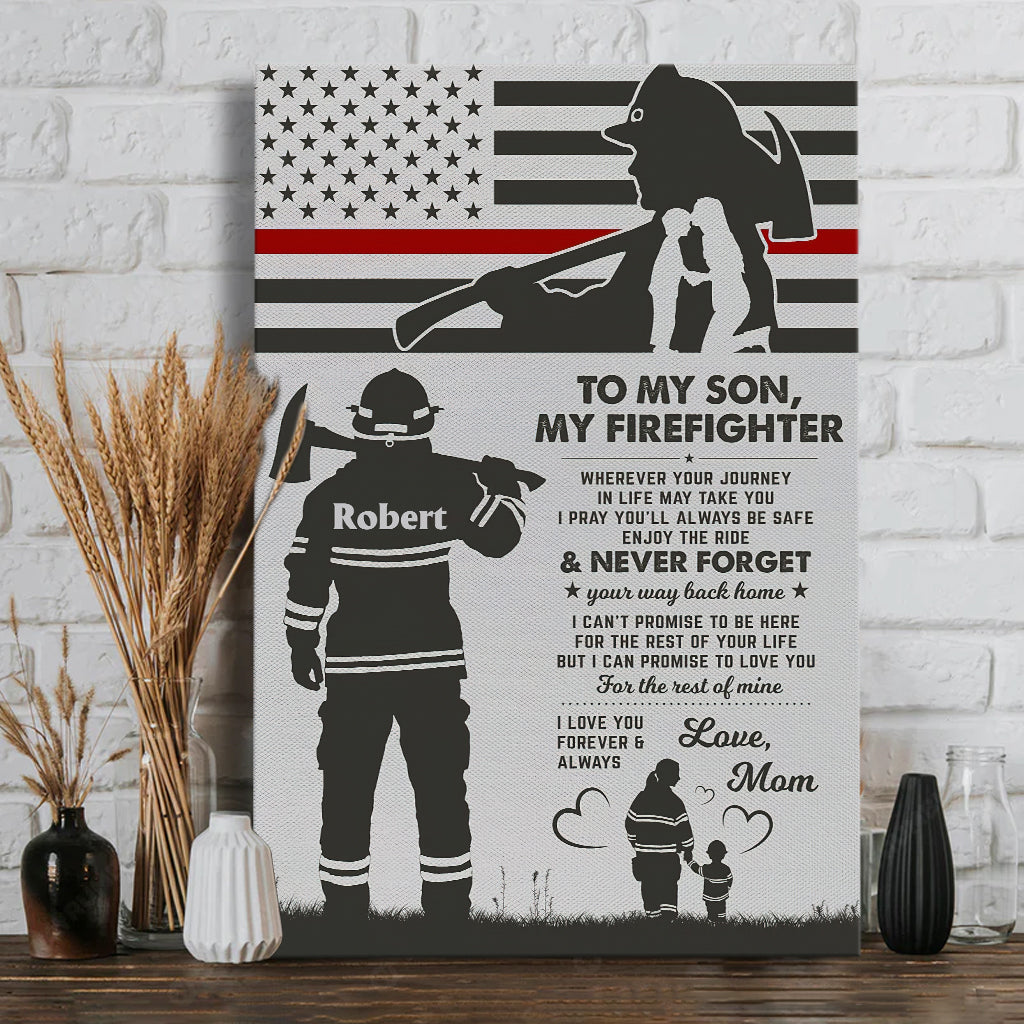 To My Firefighter - Personalized Firefighter Canvas And Poster