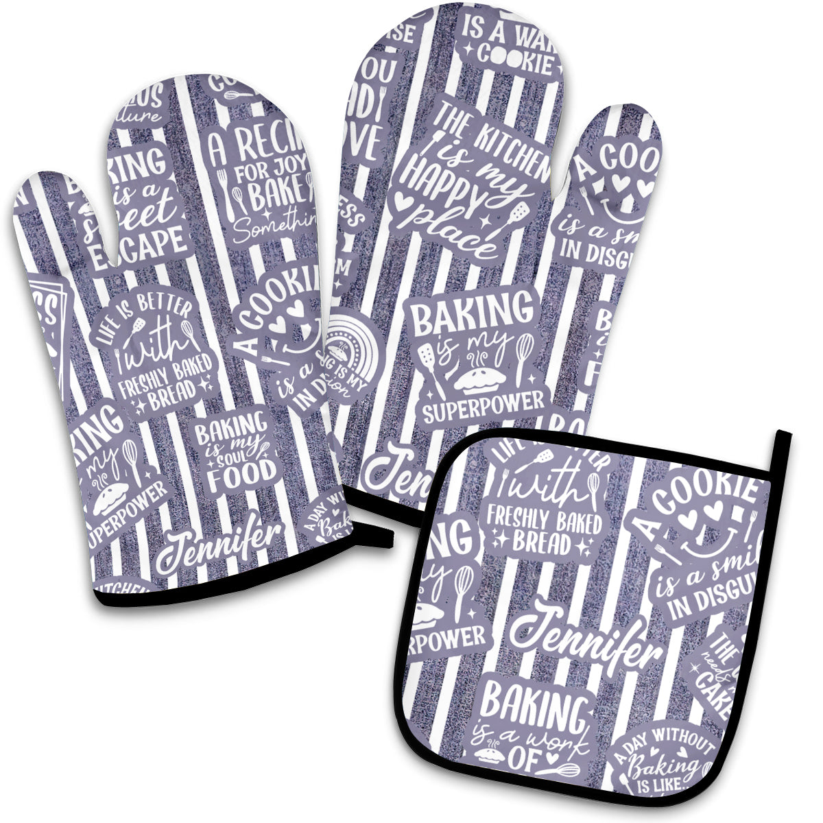 Let's Cook Oven Mitts And Potholder Set