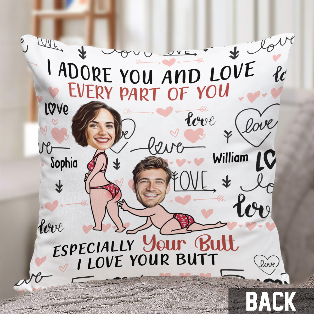 I Adore You And Love Every Part Of You Custom Face Upload Image - Personalized Couple Throw Pillow