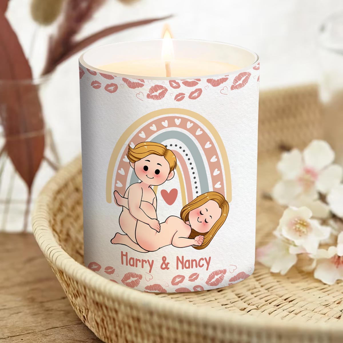 Welcome To The Poundtown Inappropriate Adult - Personalized Couple Candle With Wooden Lid