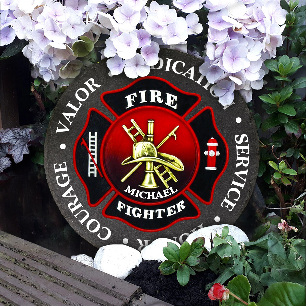 Honor Firefighter - Firefighter gift for him, father, husband, son - Personalized Round Shaped Stone