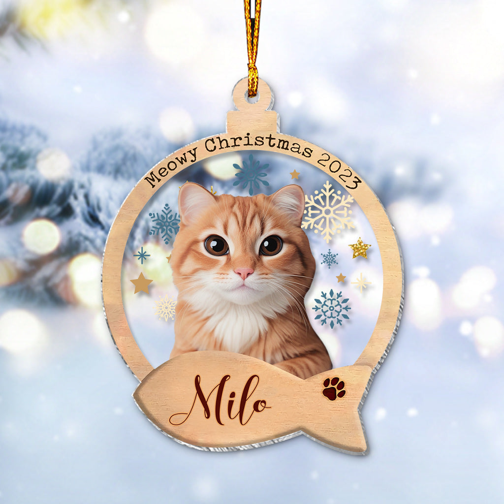 Custom Cartoonized Cat Photo - Gift for cat lovers - Personalized Transparent Ornament