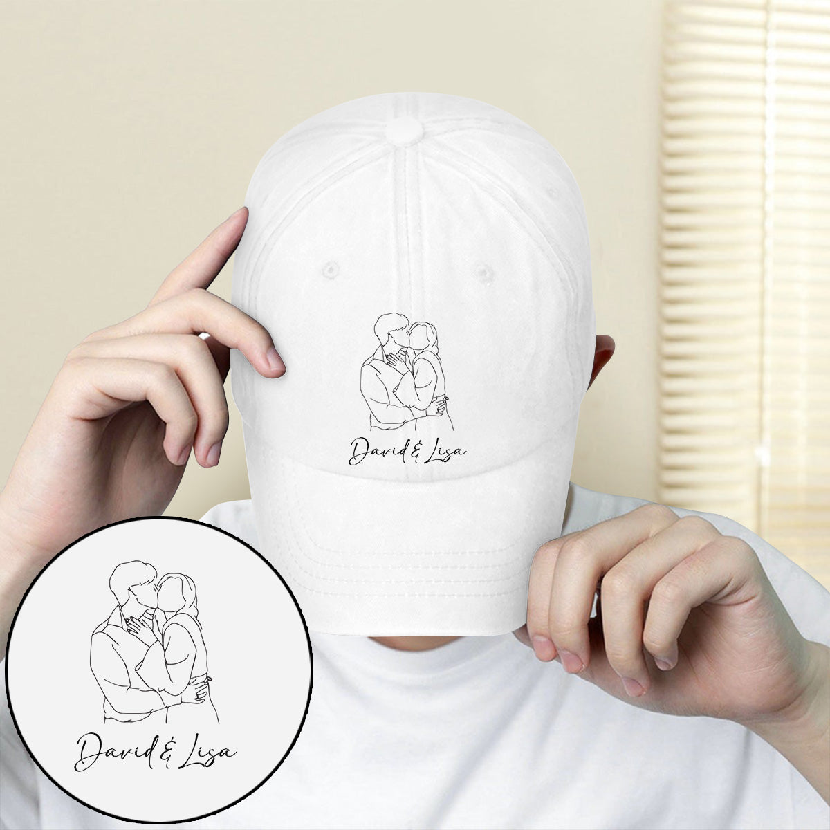 Custom Photo - Personalized Couple Embroidered Classic Cap