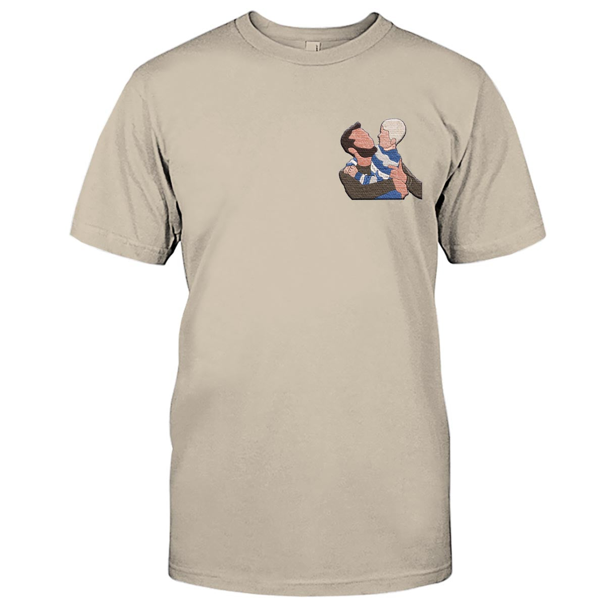 Custom 2D Photo - Personalized Father Embroidered T-shirt