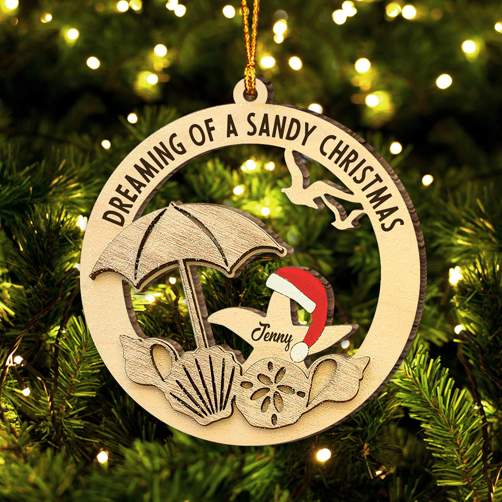 Dreaming White Sand Christmas - Personalized Sea Lover Ornament