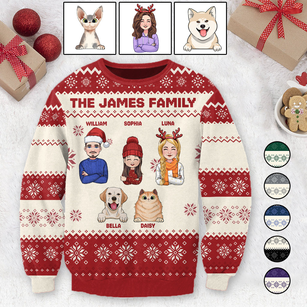 Merry Christmas - Personalized Family Ugly Sweater