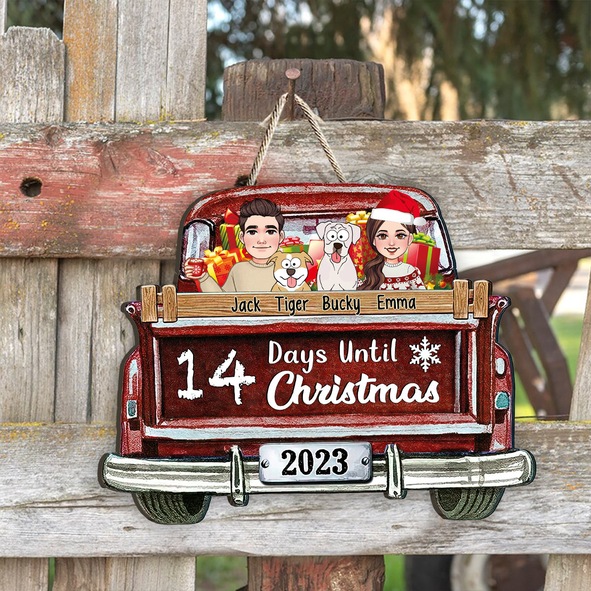 Christmas Countdown - Personalized Dog Wood Sign