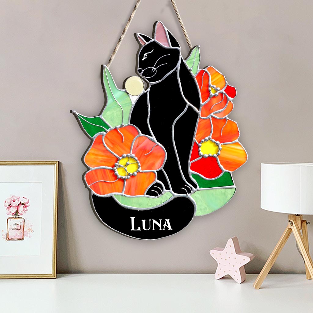 Black Cat - Personalized Black Cat Wood Sign