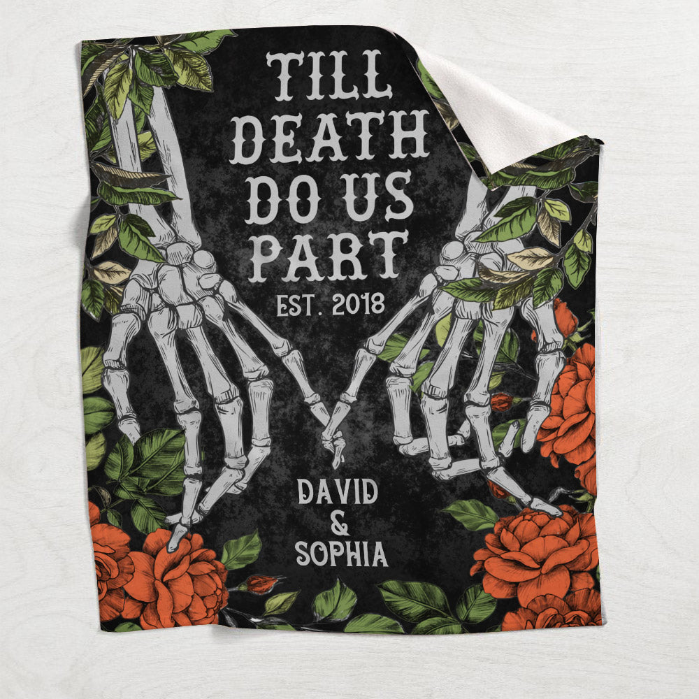 Till Death Do Us Apart - Personalized Skull Blanket