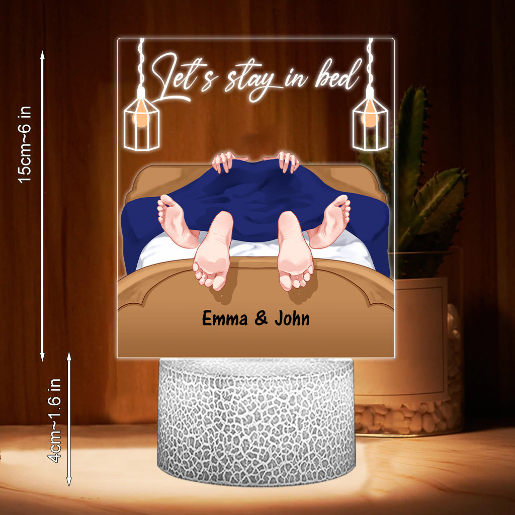 Let's Stay In Bed - Personalized Couple Shaped Plaque Light Base