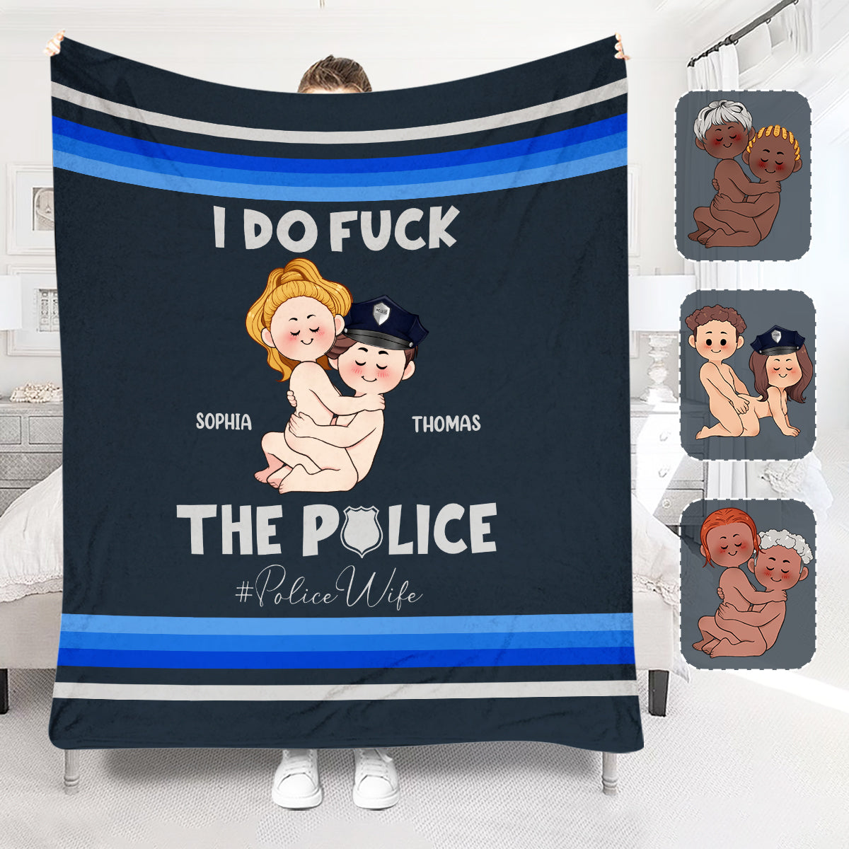 I Do Love The Police - Personalized Couple Blanket