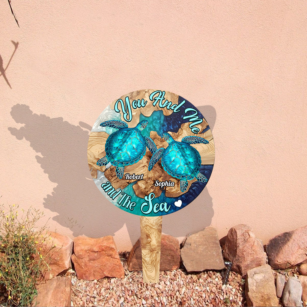 You And Me And The Sea - Personalized Turtle Acrylic Garden Sign
