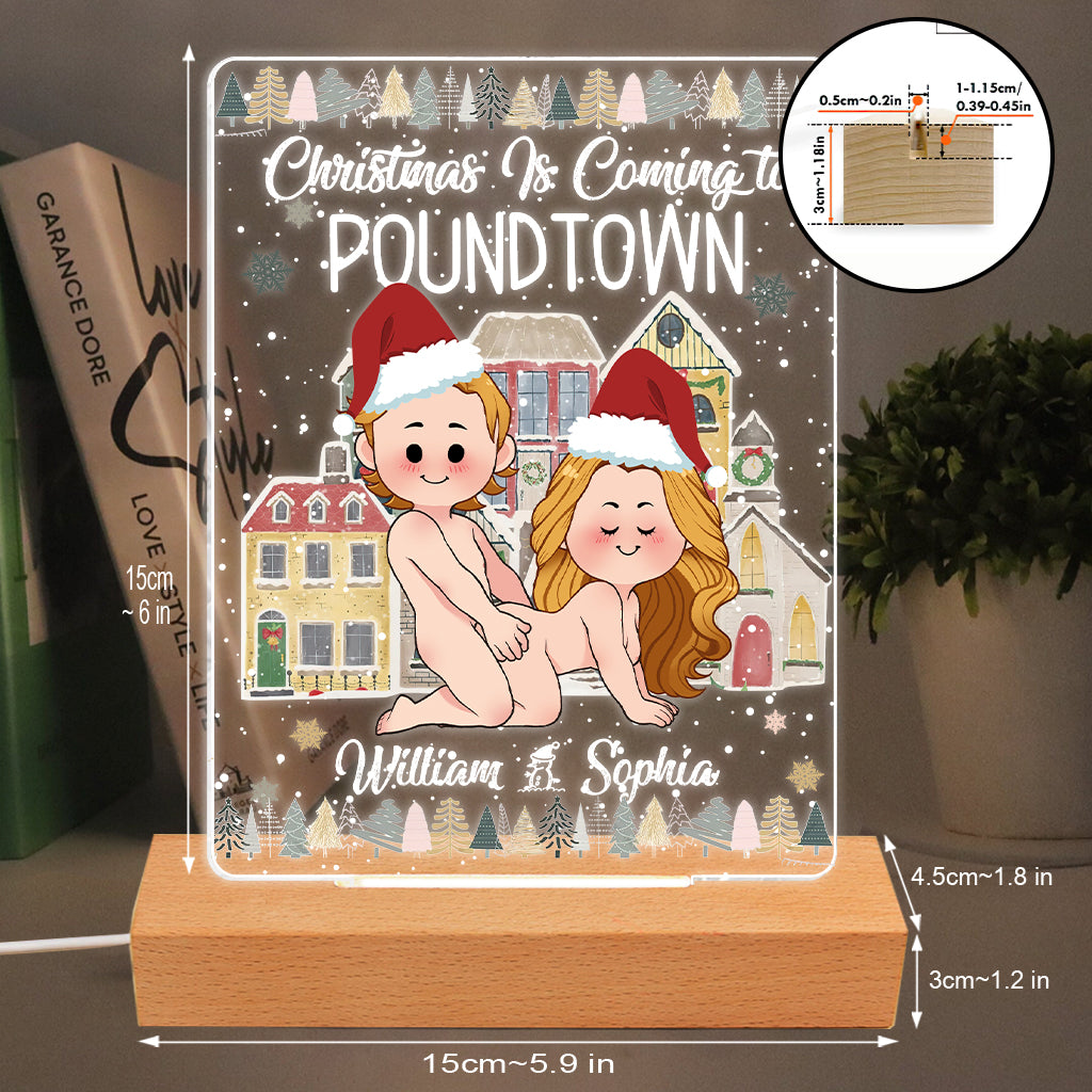 Merry Christmas In Poundtown - gift for wife, boyfriend, girlfriend - Personalized Shaped Plaque Light Base