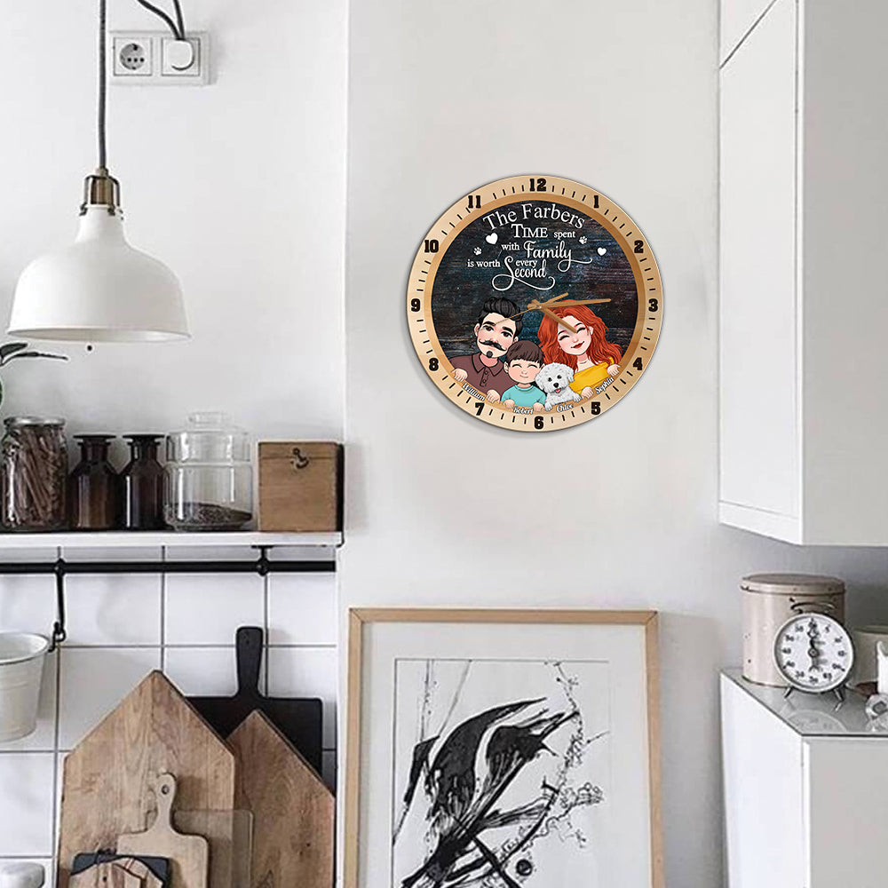 Time Spent With Family - Personalized Family Wall Clock