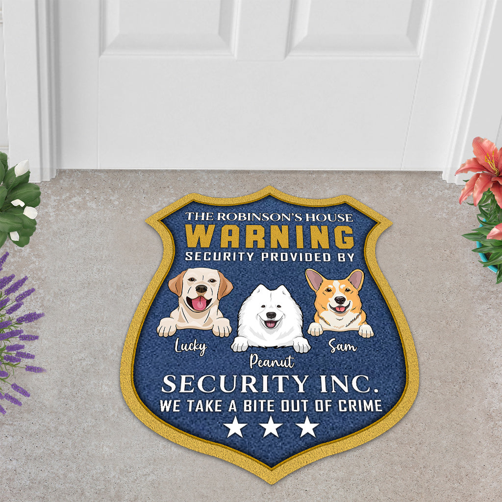 Security Provided - Personalized Dog Shaped Doormat