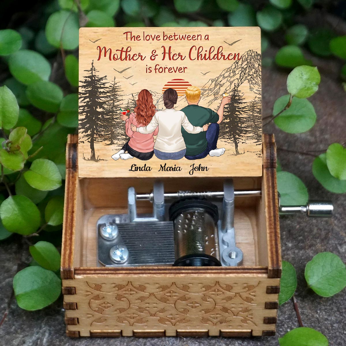 Love Forever - Gift for mom, daughter, son - Personalized Hand Crank Music Box