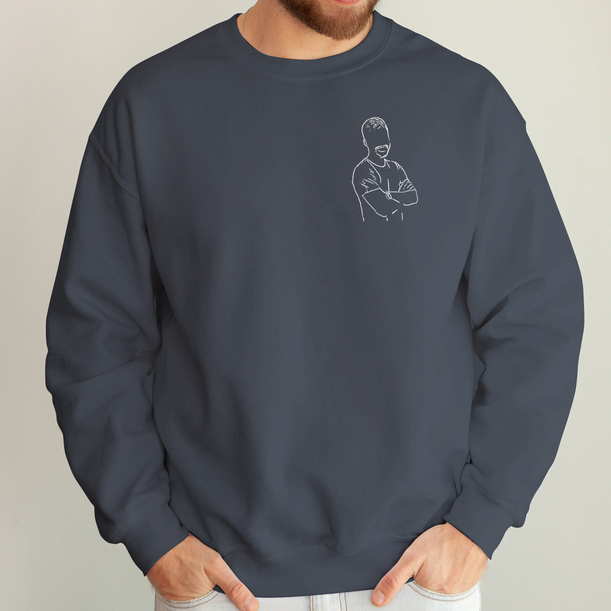 Custom Line Art - Personalized Son Embroidered Sweater