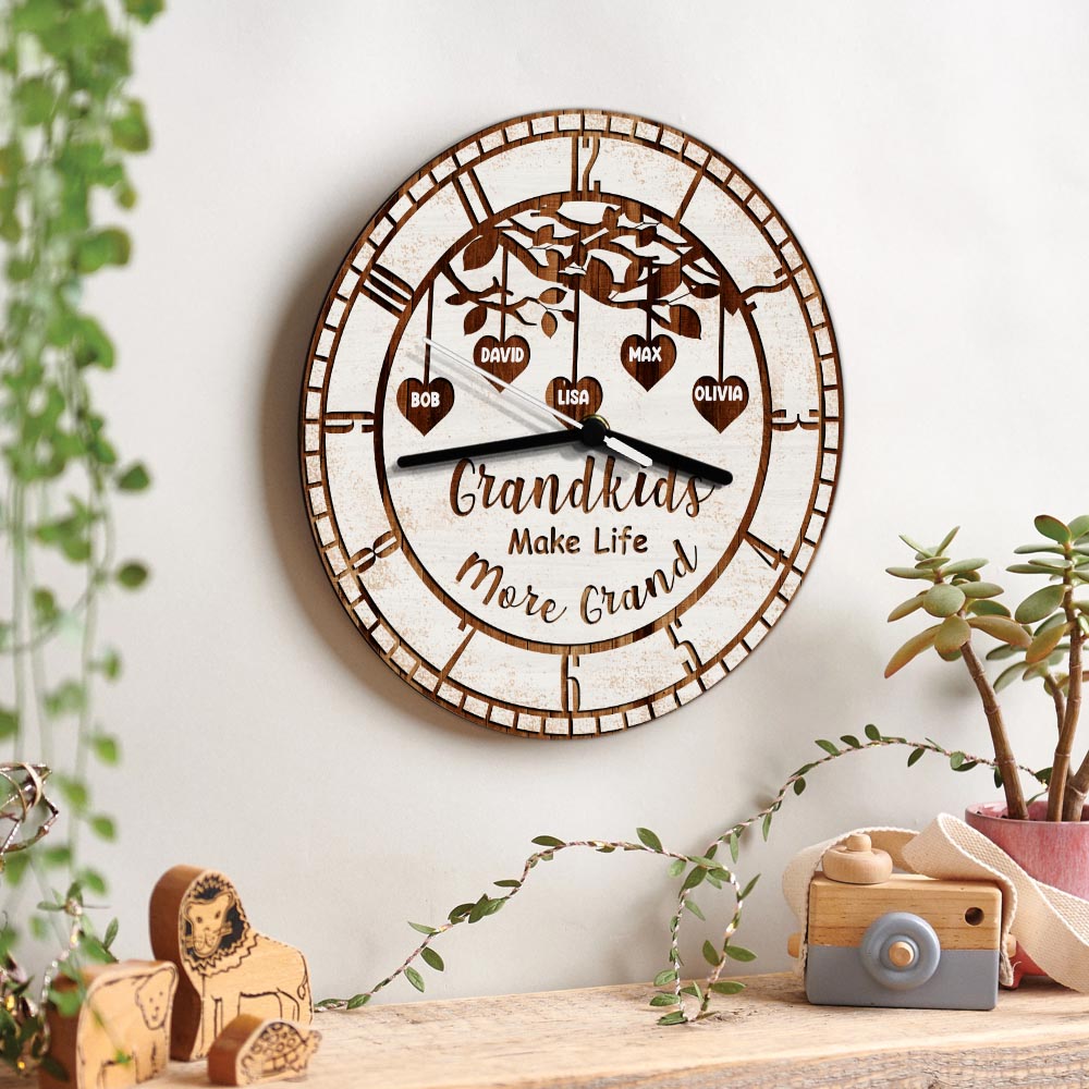 Grandkids Make Life More Grand - Personalized Grandma Wall Clock