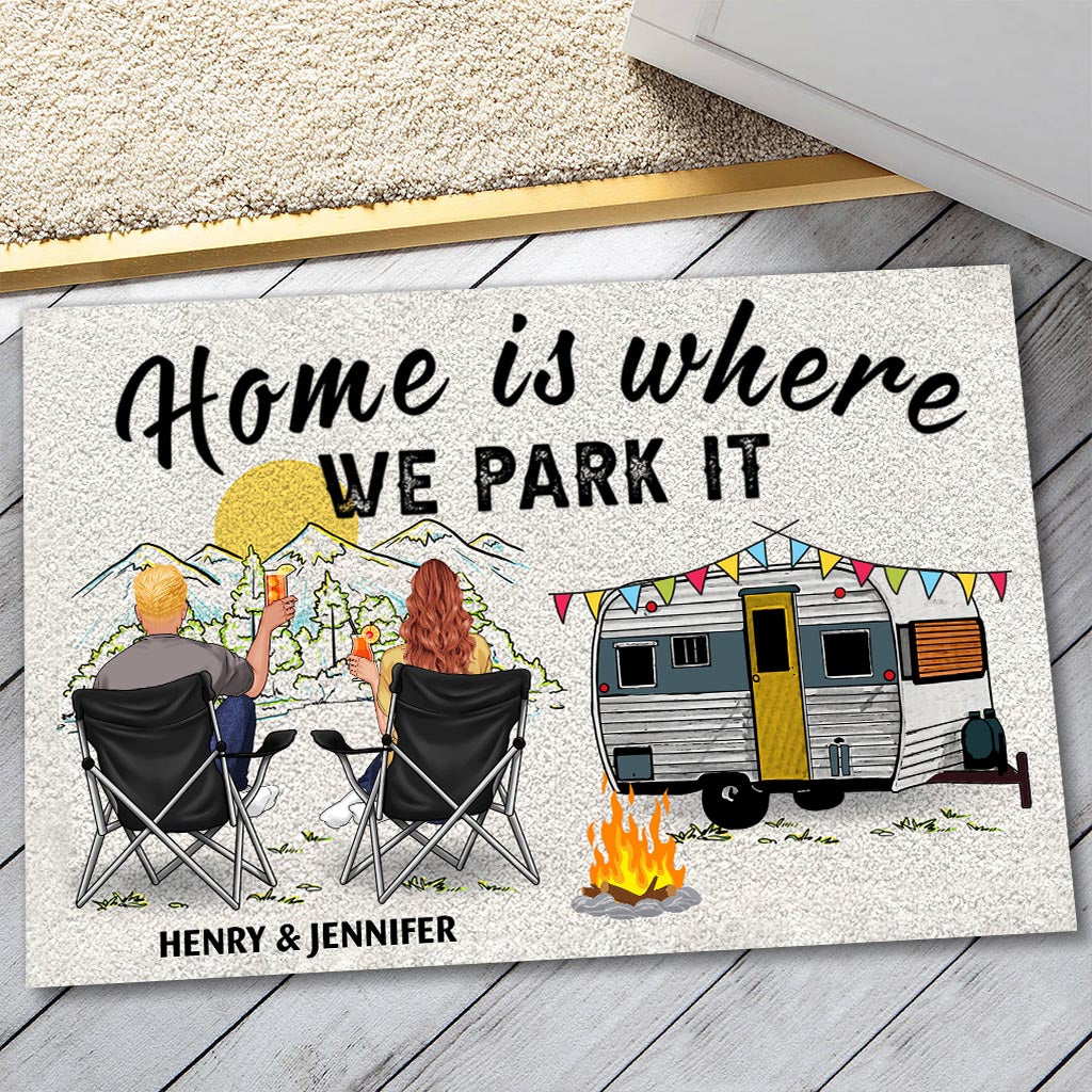 Home Is Where We Park It - Personalized Camping Doormat