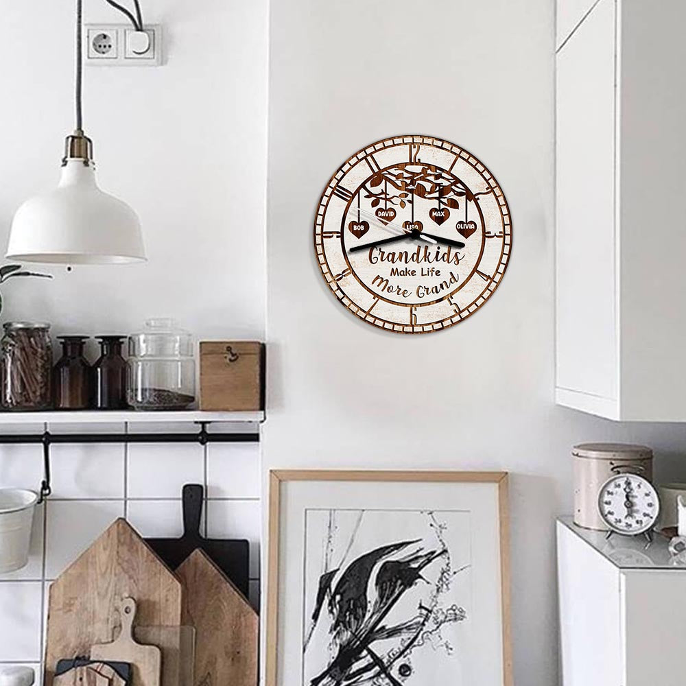 Grandkids Make Life More Grand - Personalized Grandma Wall Clock