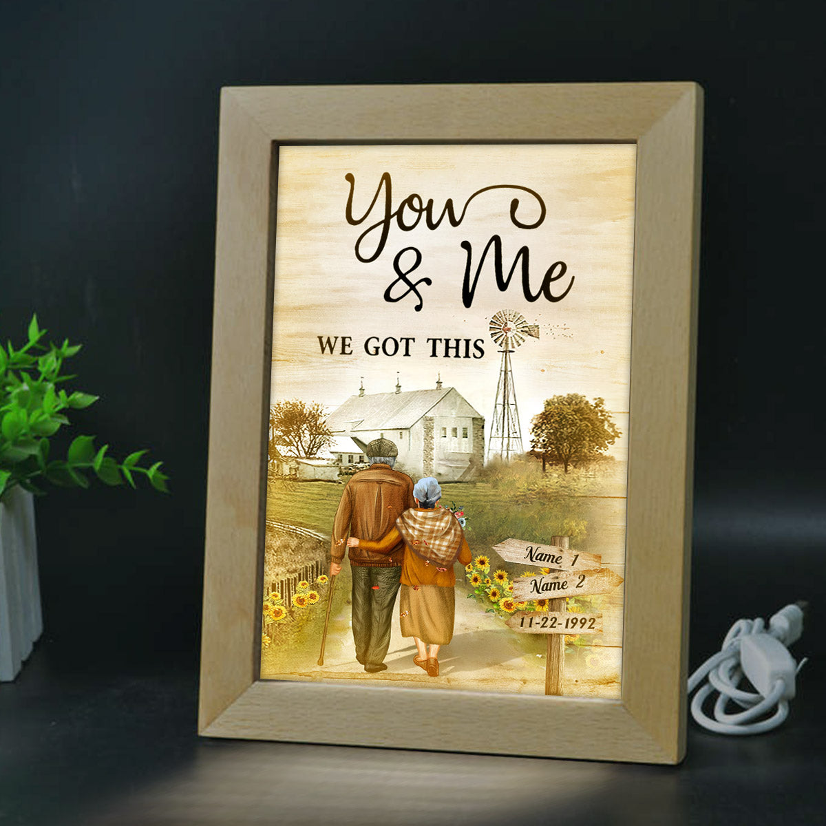 You & Me We Got This - Personalized Husband And Wife Light Photo Frame