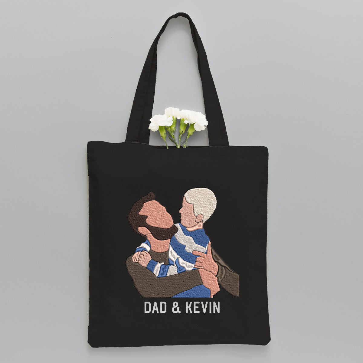 Custom 2D Photo - Personalized Father Embroidered Tote Bag