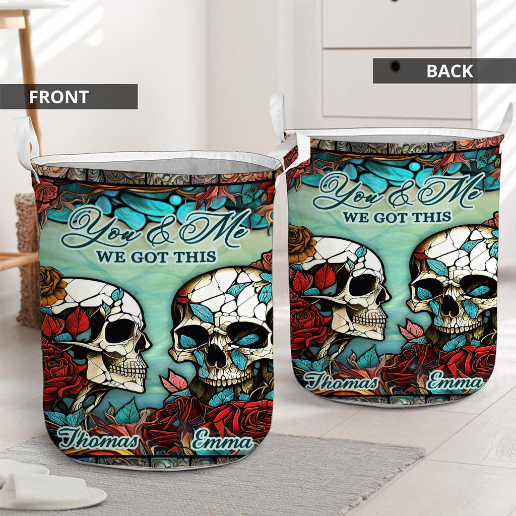 Skull Couple - Skull gift for husband, wife, boyfriend, girlfriend - Personalized Laundry Basket