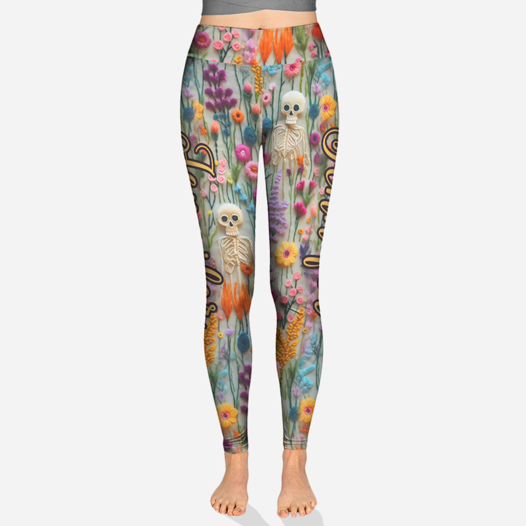 Floral Skeleton - Personalized Skull Leggings