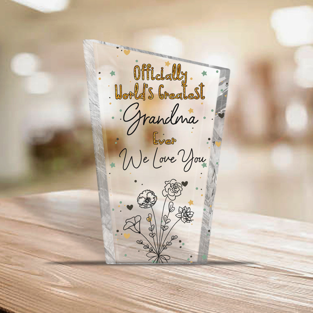 Officially World's Greatest Mom Ever - Gift for mom, grandma, wife, dad,  grandpa, husband - Personalized Custom Shaped Acrylic Plaque