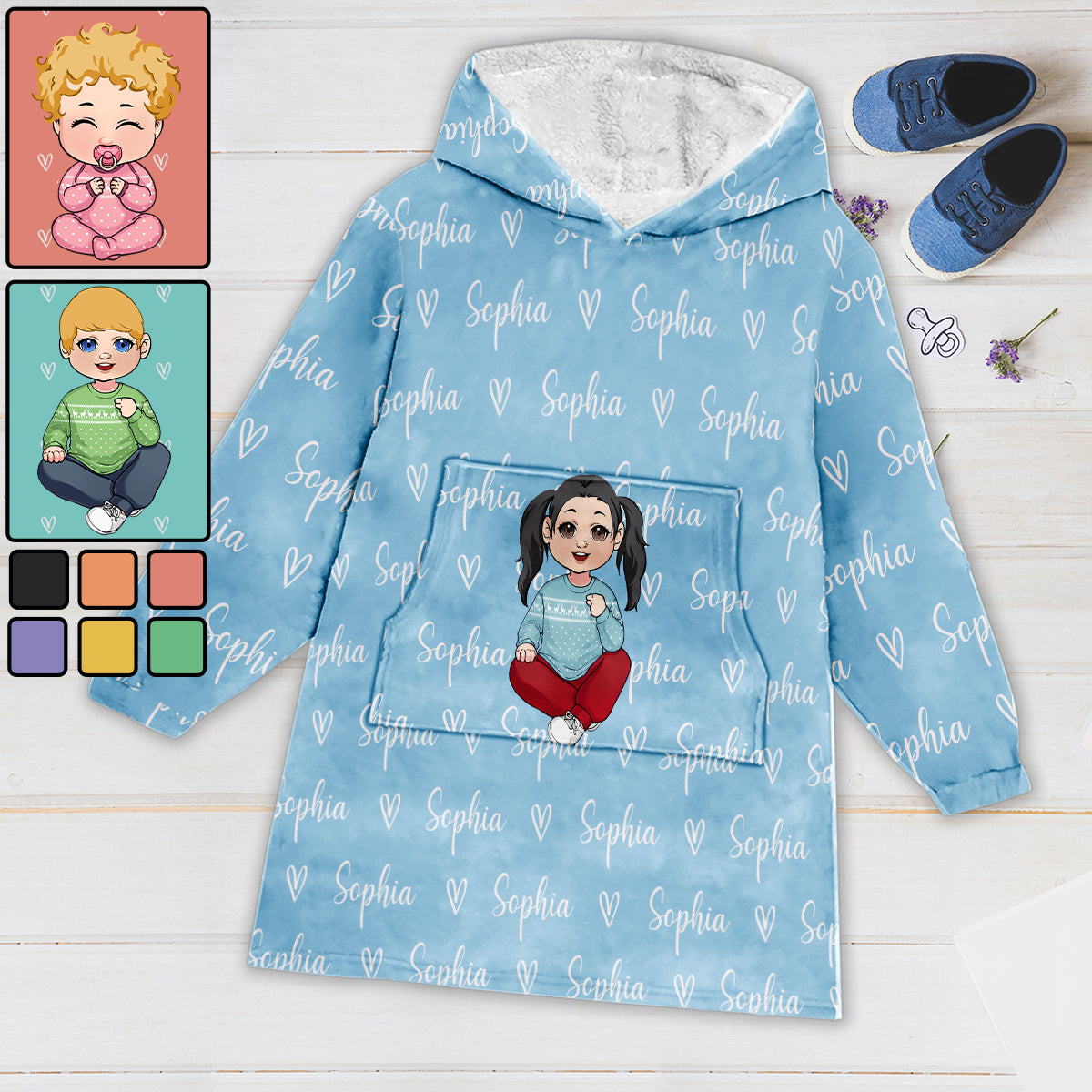 Discover Merry Christmas Kids - Personalized Kid Blanket Hoodie