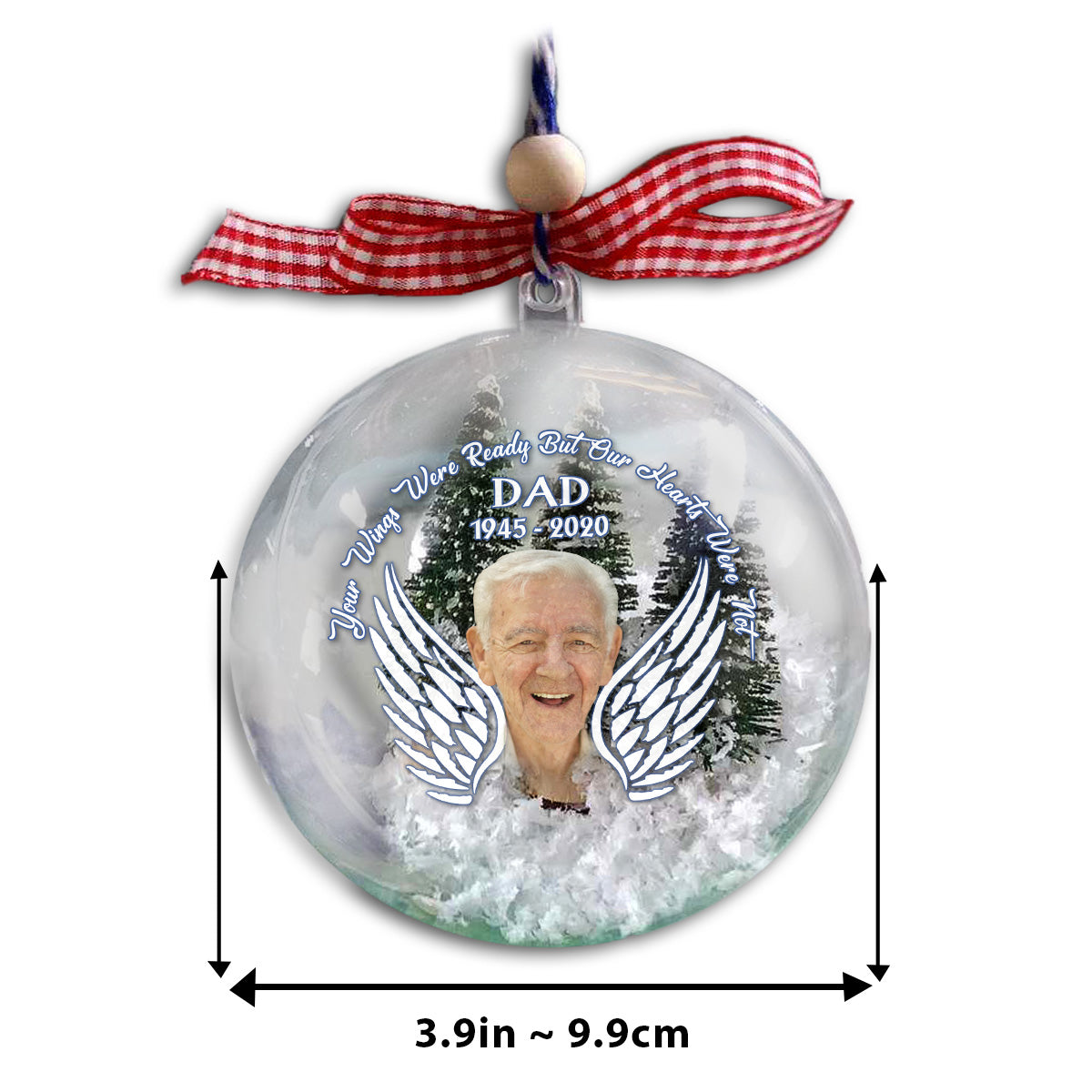 Your Wings Were Ready - Memorial gift for loss of - Personalized Snow Globe Ornament