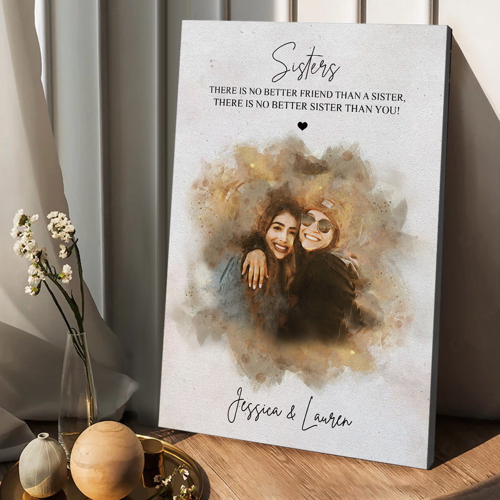 No Better Friend - Personalized Sibling Canvas And Poster