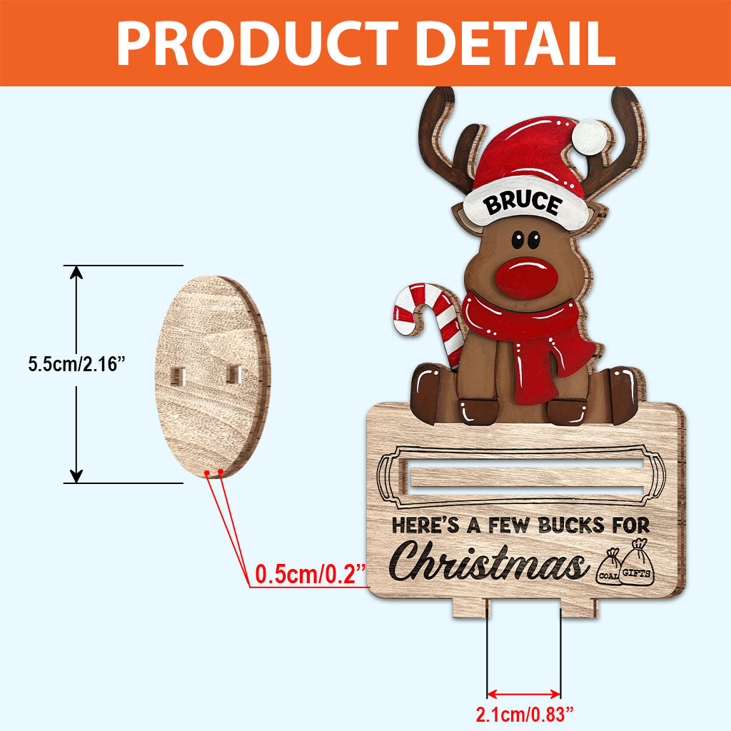 Here's A Few Bucks For Christmas - Personalized Family Freestanding Wood Plaque