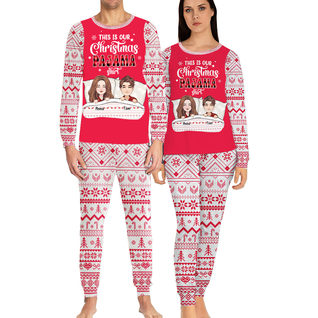 This Is Our Christmas Pajama Shirt - Personalized Couple Pajamas Set