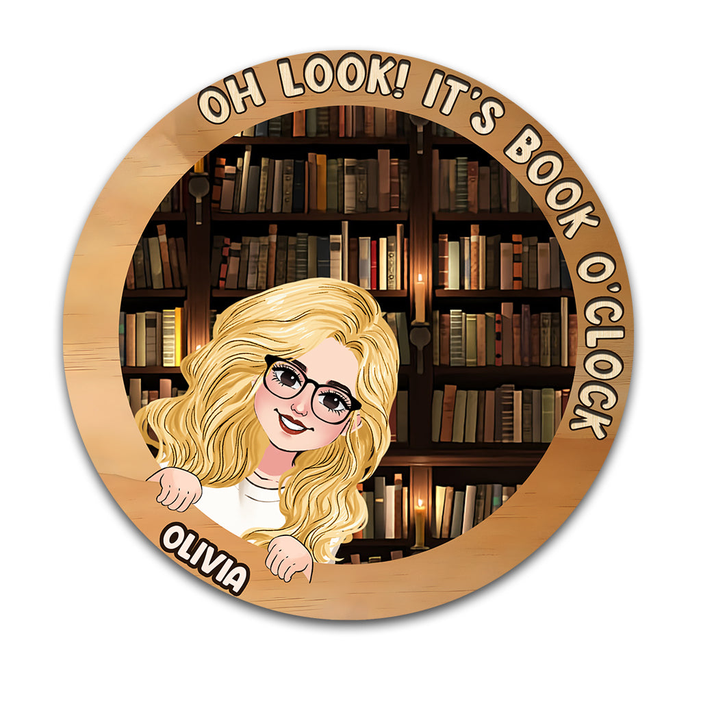 It's Book O'clock - Personalized Book Round Metal Sign