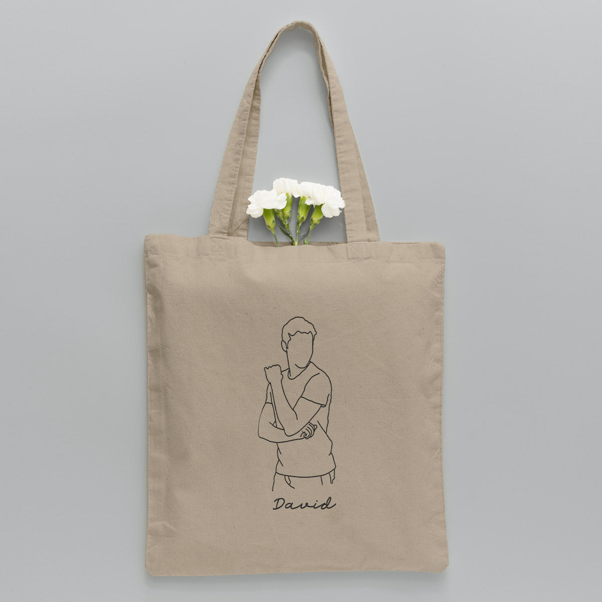 Custom Photo Line Art - Personalized grandson Embroidered Tote Bag