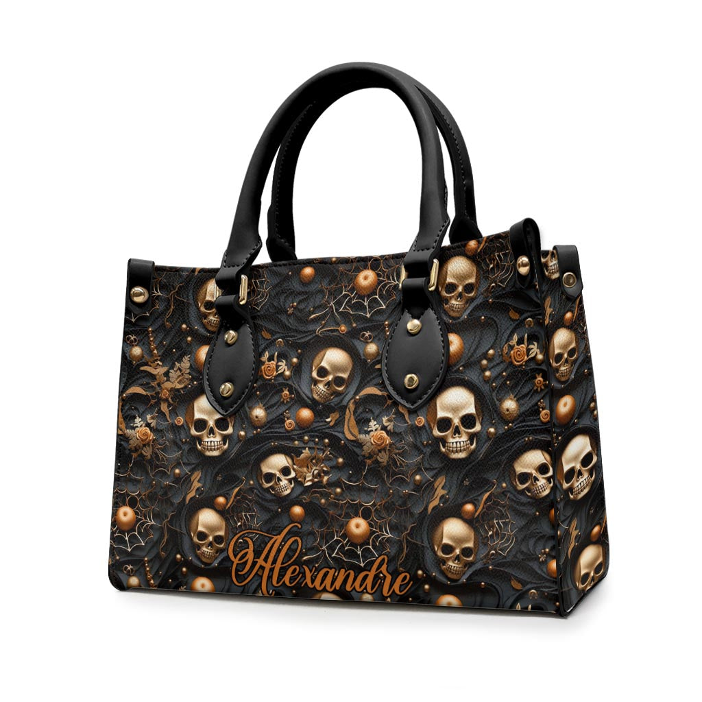 Gold Skull - Personalized Skull Leather Handbag