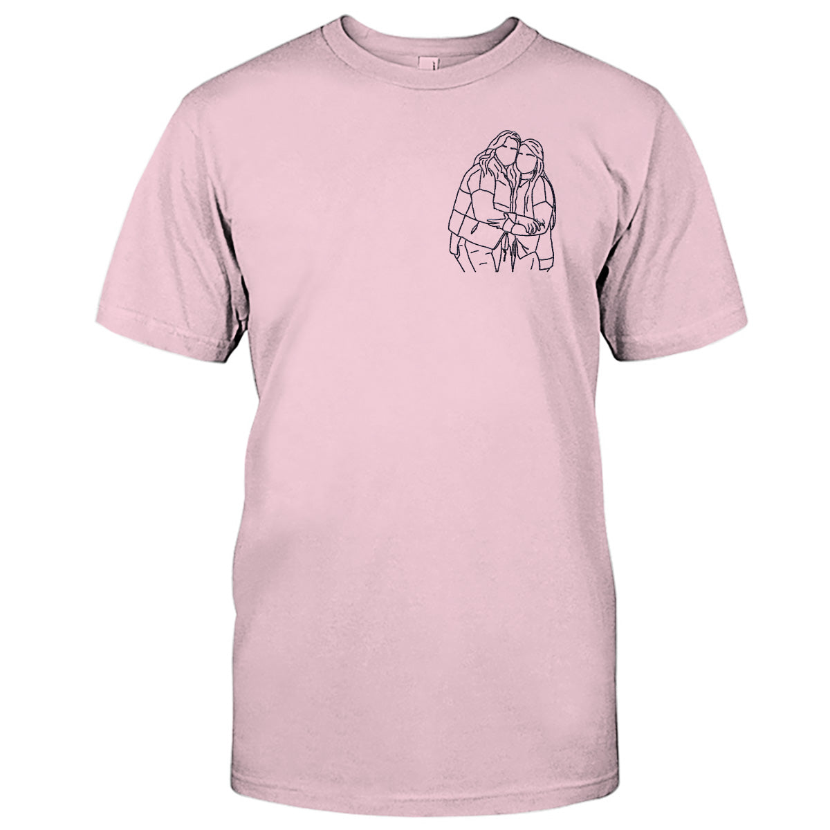 Custom Line Art - Personalized Bestie Embroidered T-shirt