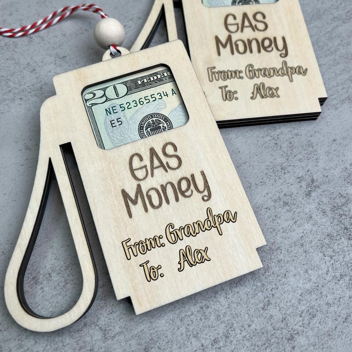 Gas Money - Kid gift for him, boyfriend, husband - Personalized Gift Card Holder/ Money Ornament