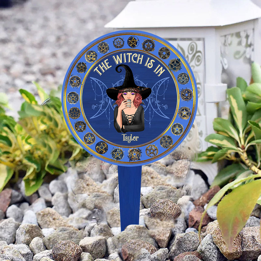 The Witch Is In - Personalized Witch Acrylic Garden Sign