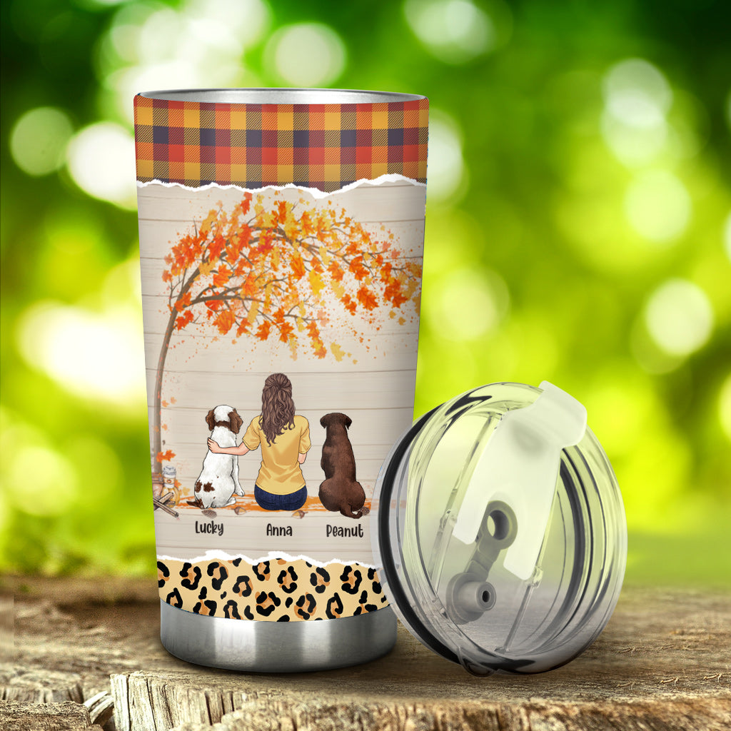 Just A Girl Who Loves Fall And Dogs - Personalized Dog Tumbler