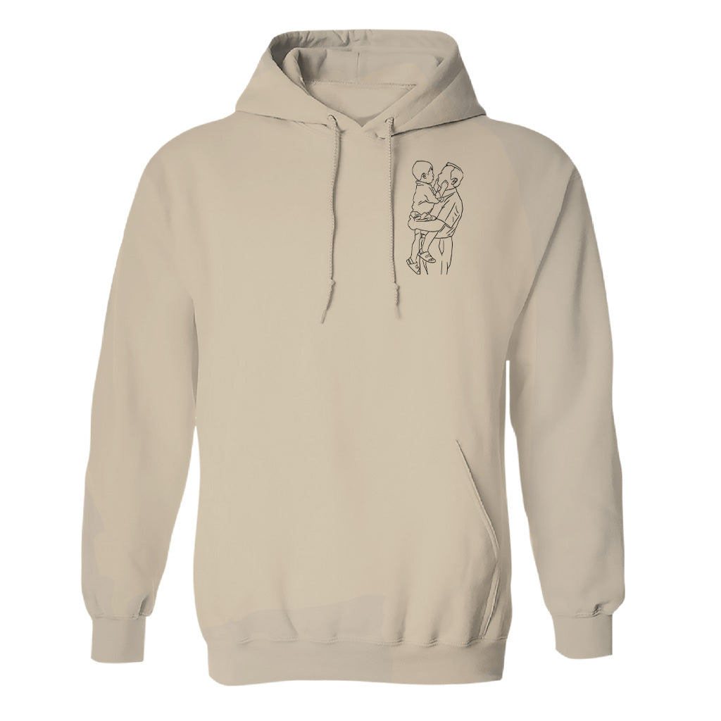 Custom Line Art - Personalized Grandpa Embroidered Hoodie