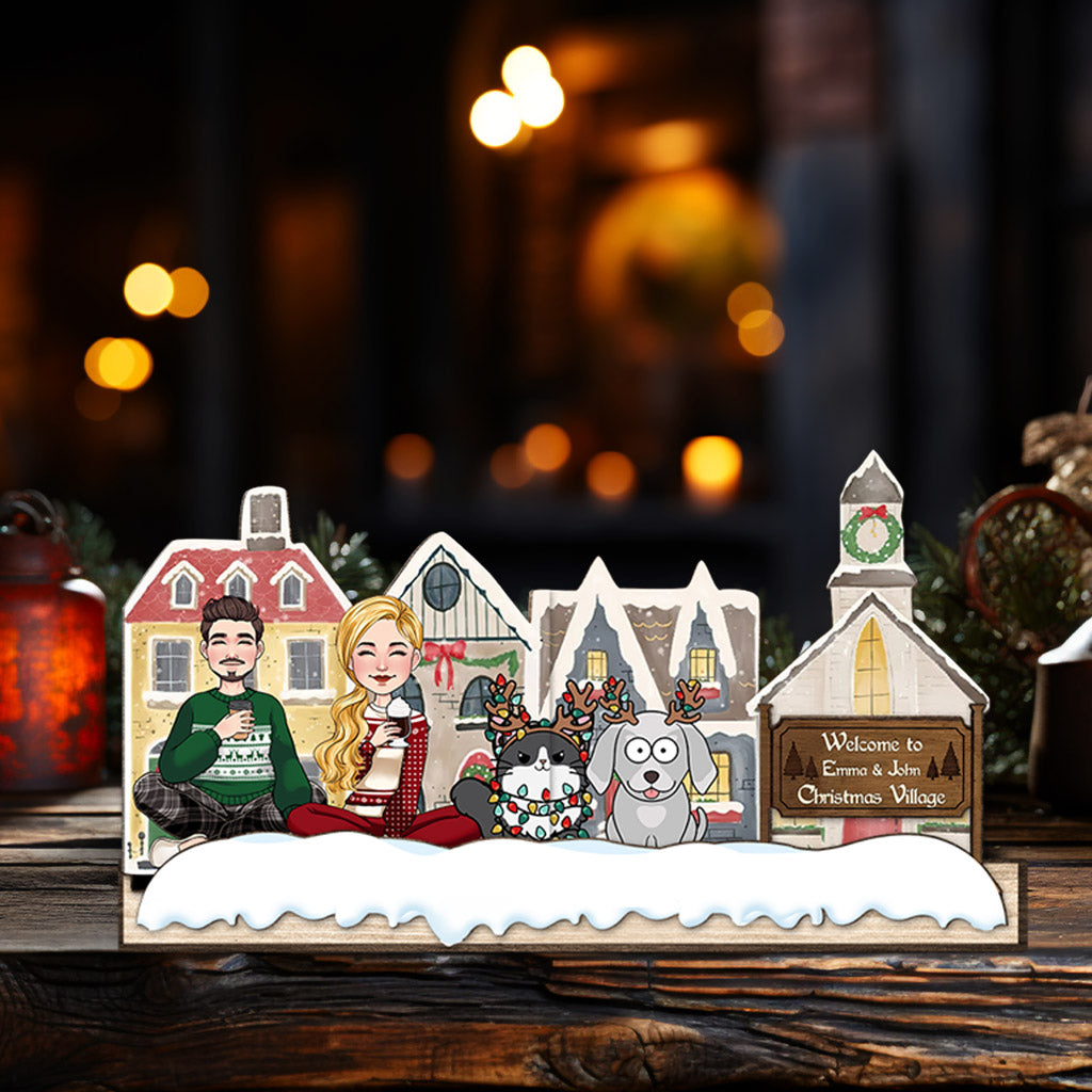 Christmas Village - gift for husband, wife, boyfriend, girlfriend - Personalized 1 Layered Big Freestanding