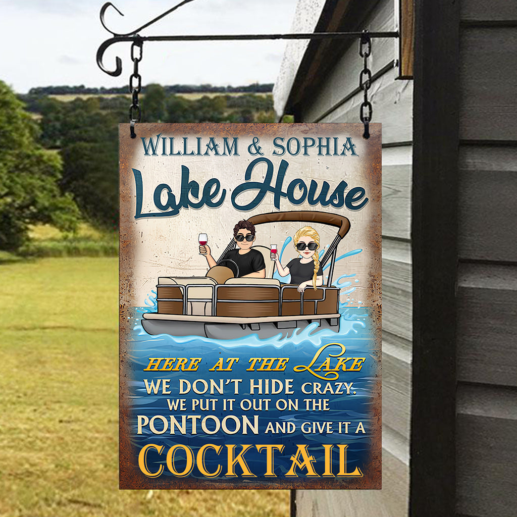 Lake House - Personalized Pontoon Rectangle Metal Sign
