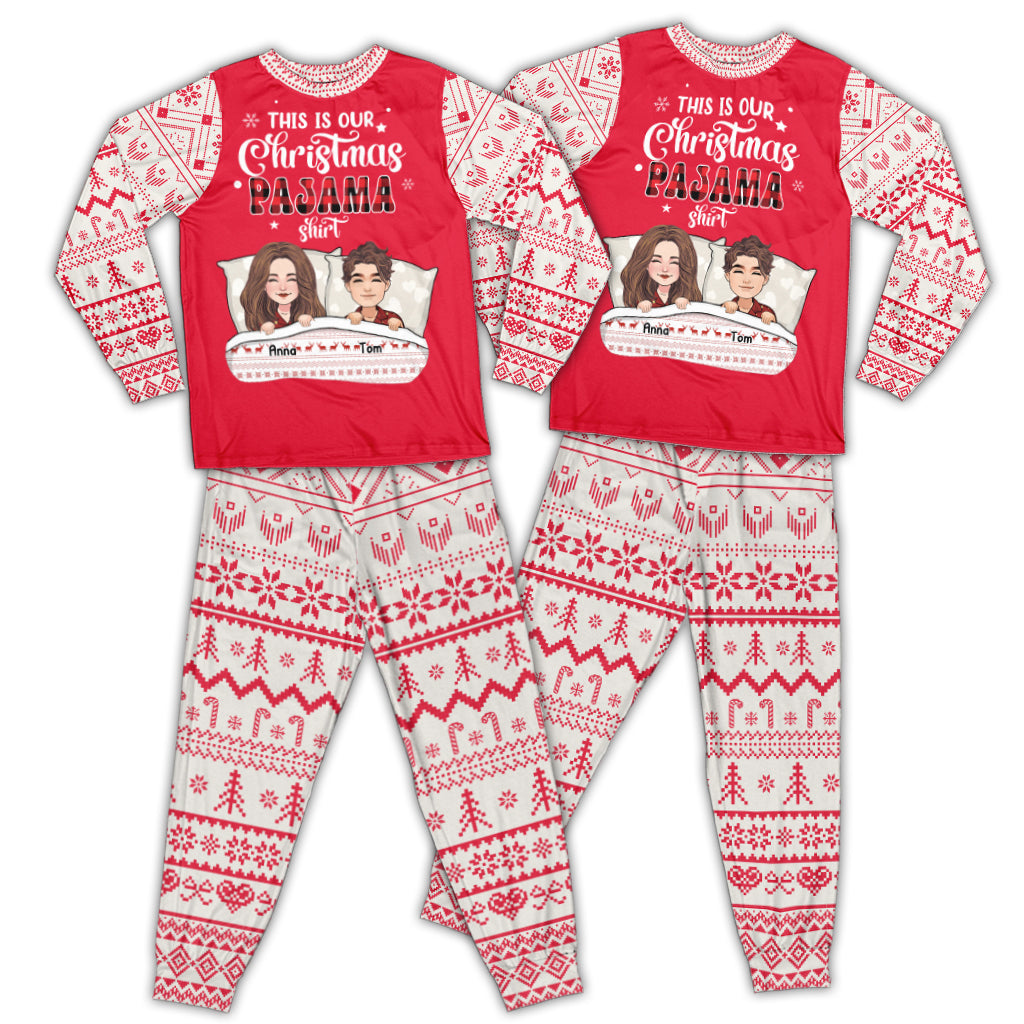 This Is Our Christmas Pajama Shirt - Personalized Couple Pajamas Set