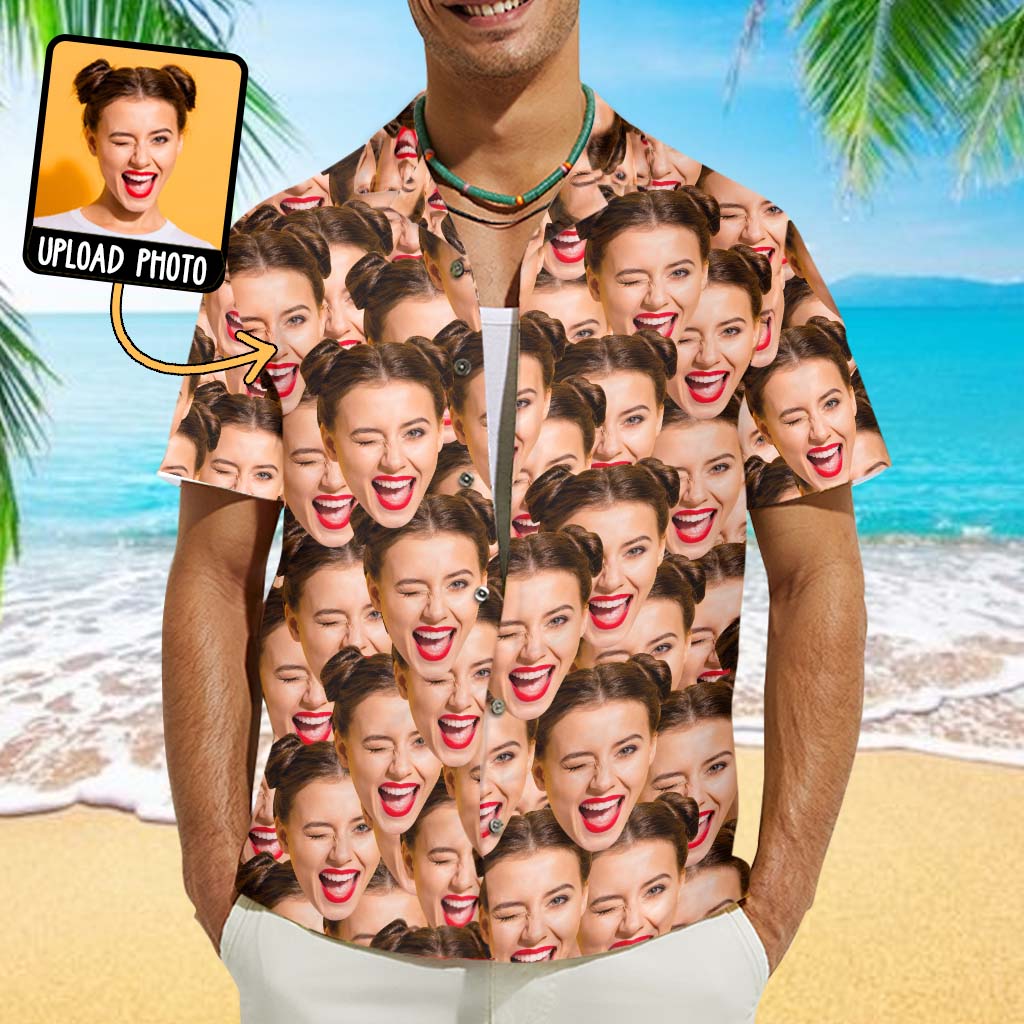 Custom Face Hawaiian Shirt - gift for boyfriend, girlfriend, wife, husband, anyone - Personalized Hawaiian Shirt